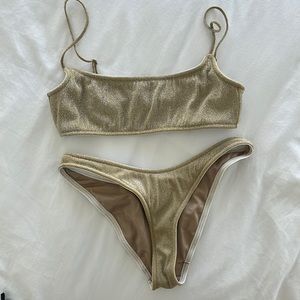 Triangl Gold Mica Sparkle cheeky bikini M